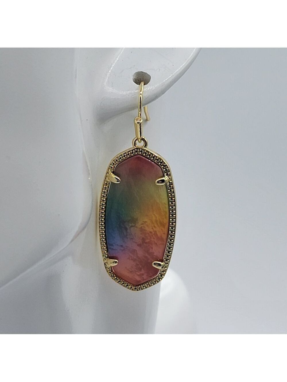 Kendra Scott Elle Earrings Yellow Watercolour Illusion NEW #2901